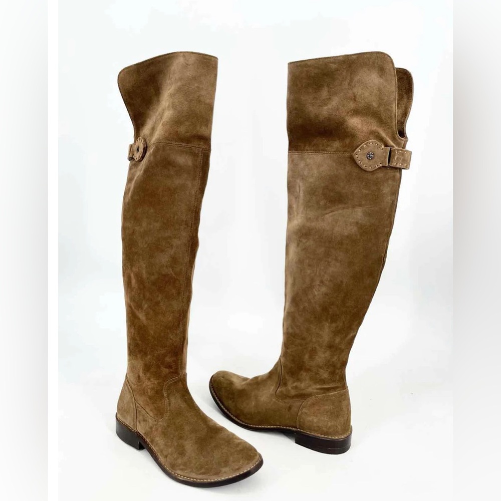 FRYE Shirley over the knee cashew cognac brown suede boots 6